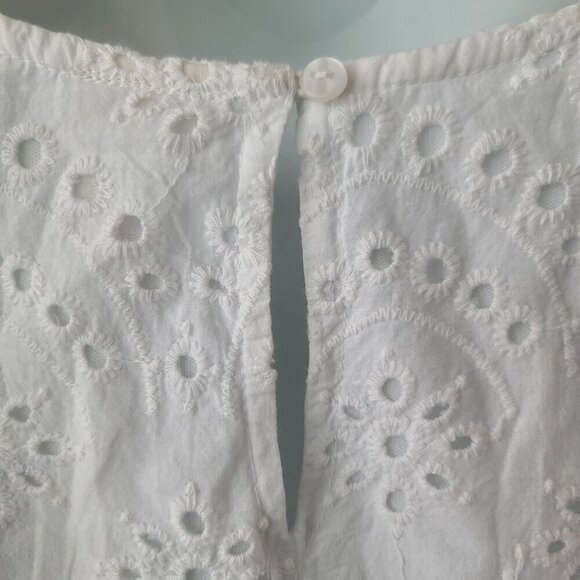White Prarie Dress Flounce Eyelet Ruffle Flowy Fairy Summer Spring Sz Small - Picture 6 of 12